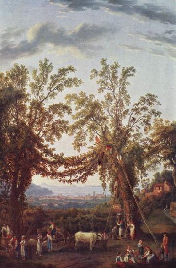 Jakob Philipp Hackert Der Herbst: Weinlese und Blick auf Sorrent den Golf und die Inseln France oil painting art